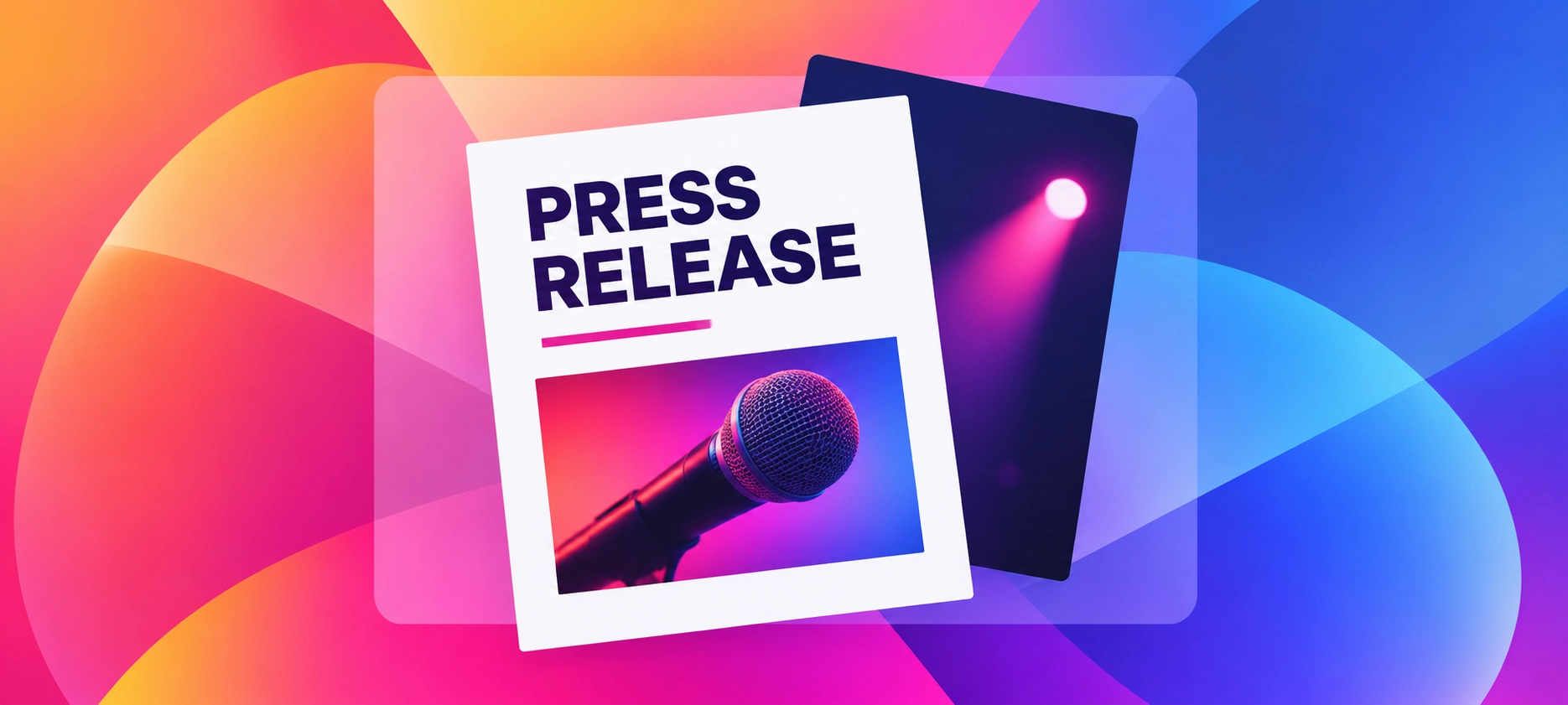 press release with a microphone on a colorful background