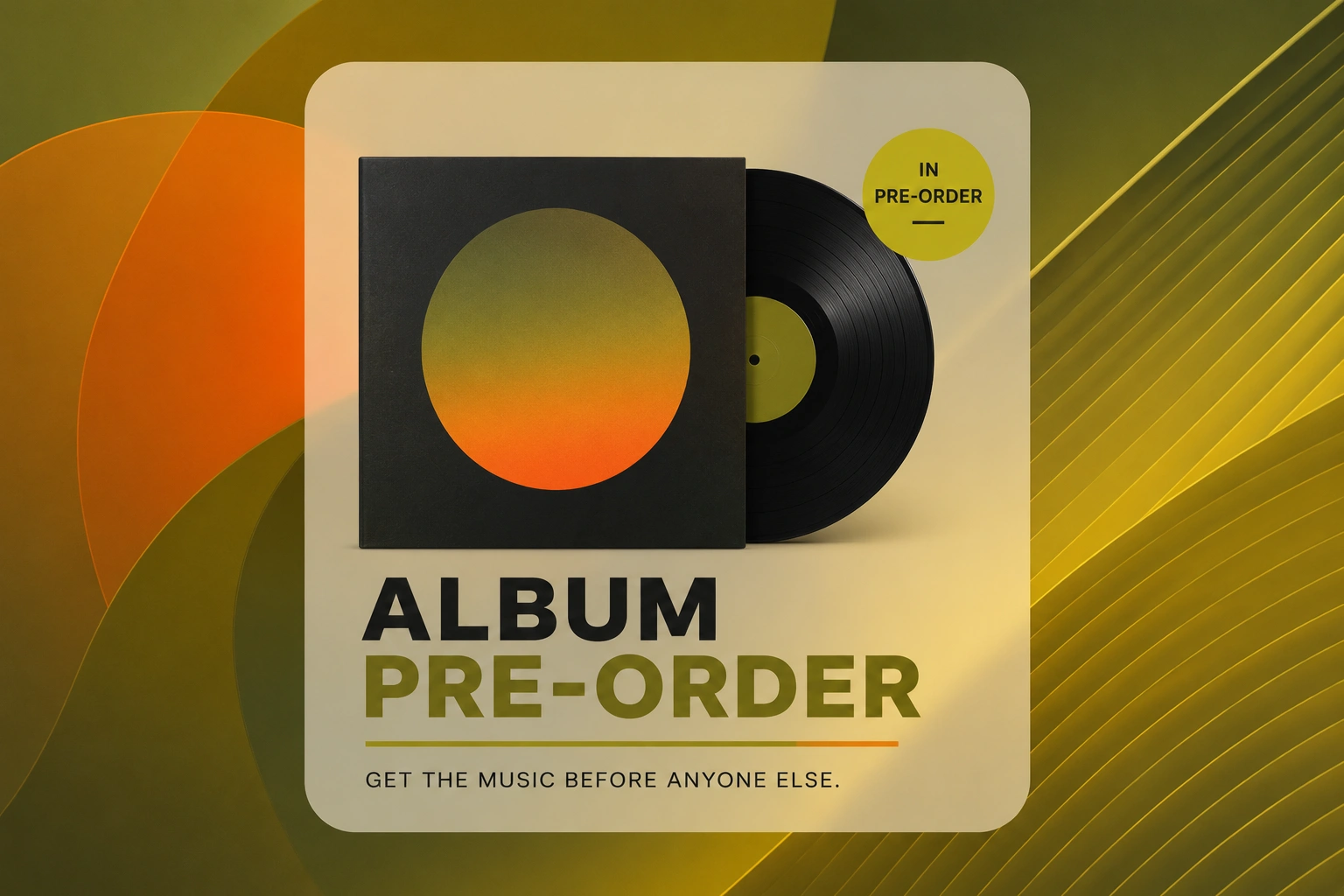 an album pre-order with a yellow background