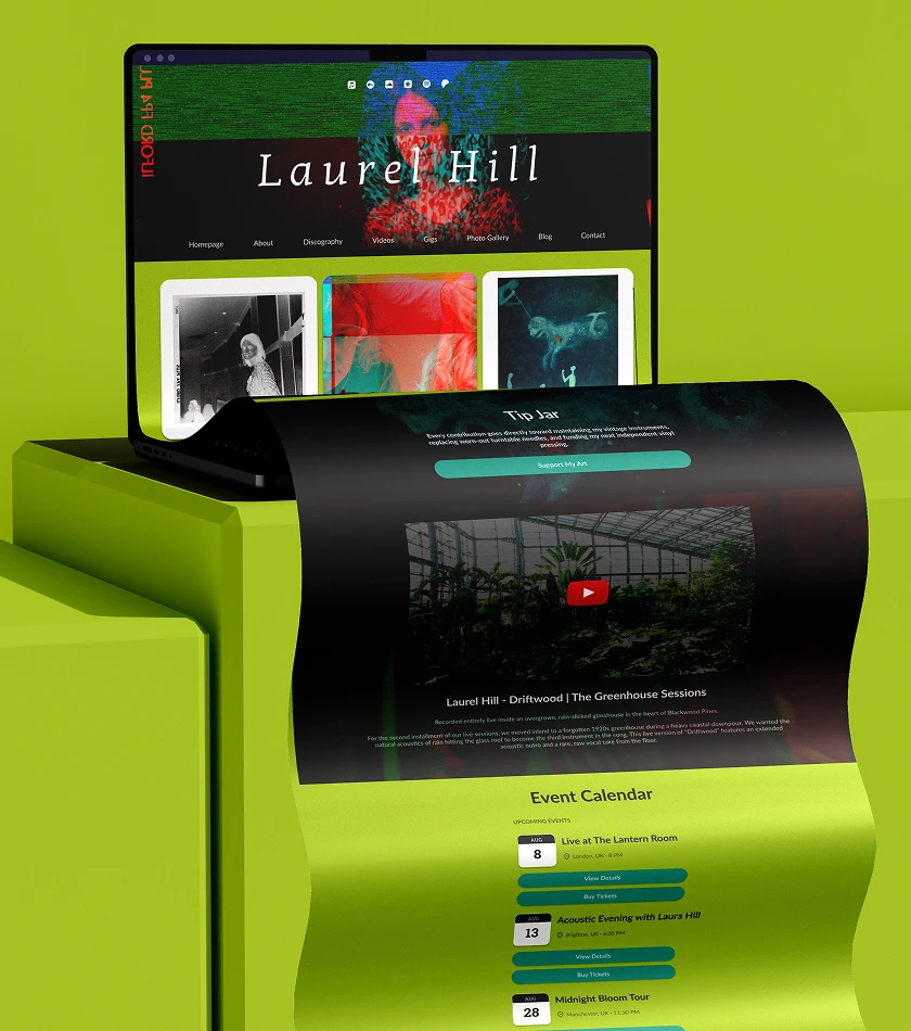 What to Put on Your Music Website Homepage: lauren hill website design