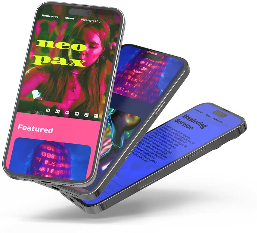 Common Music Website Mistakes (and How to Fix Them): a phone with a blue screen and a pink screen