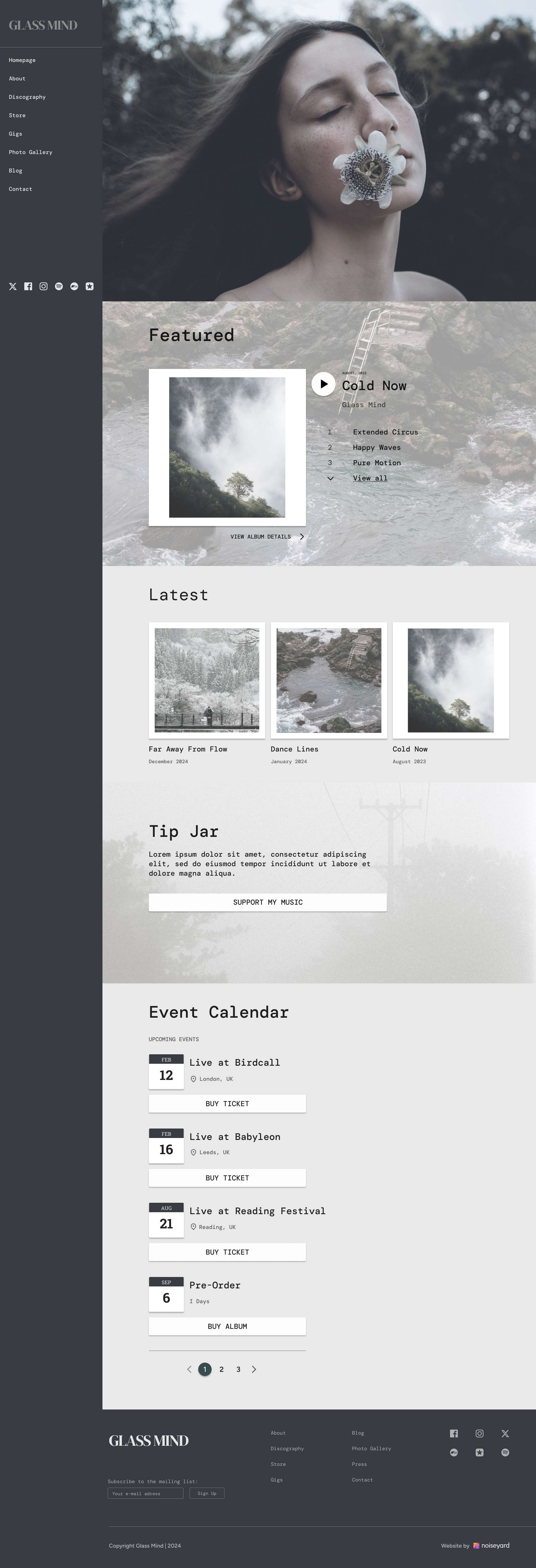 a website design with a woman's face on it