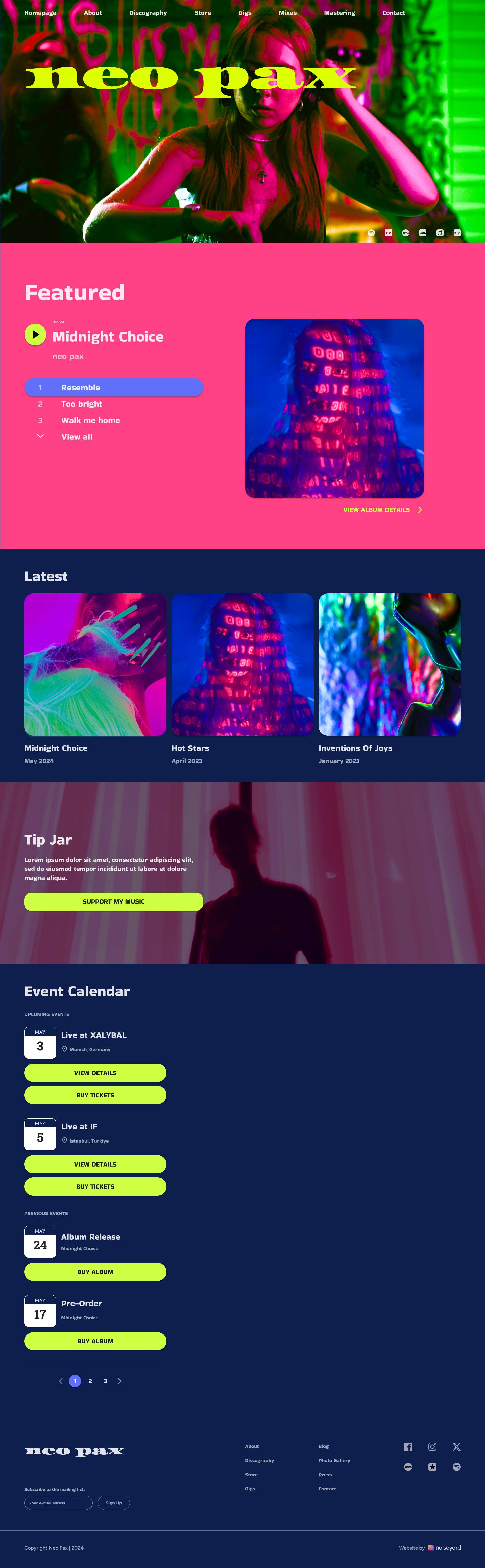 a screen shot of a website with a colorful background