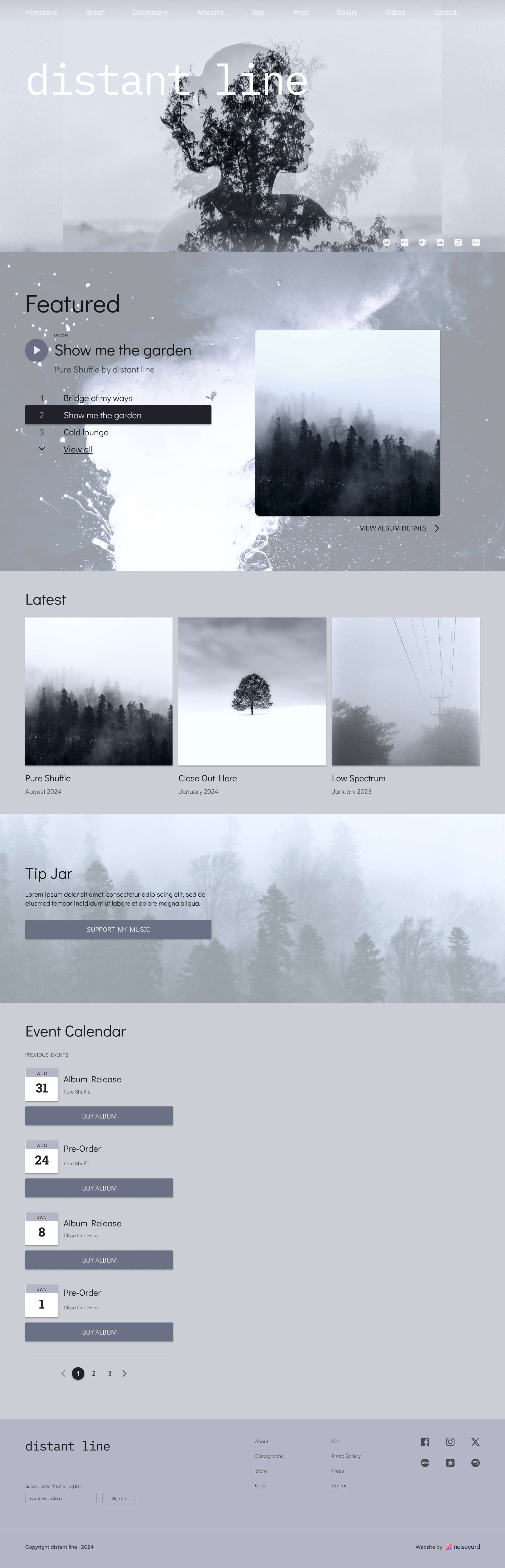 a website design with a black and white background