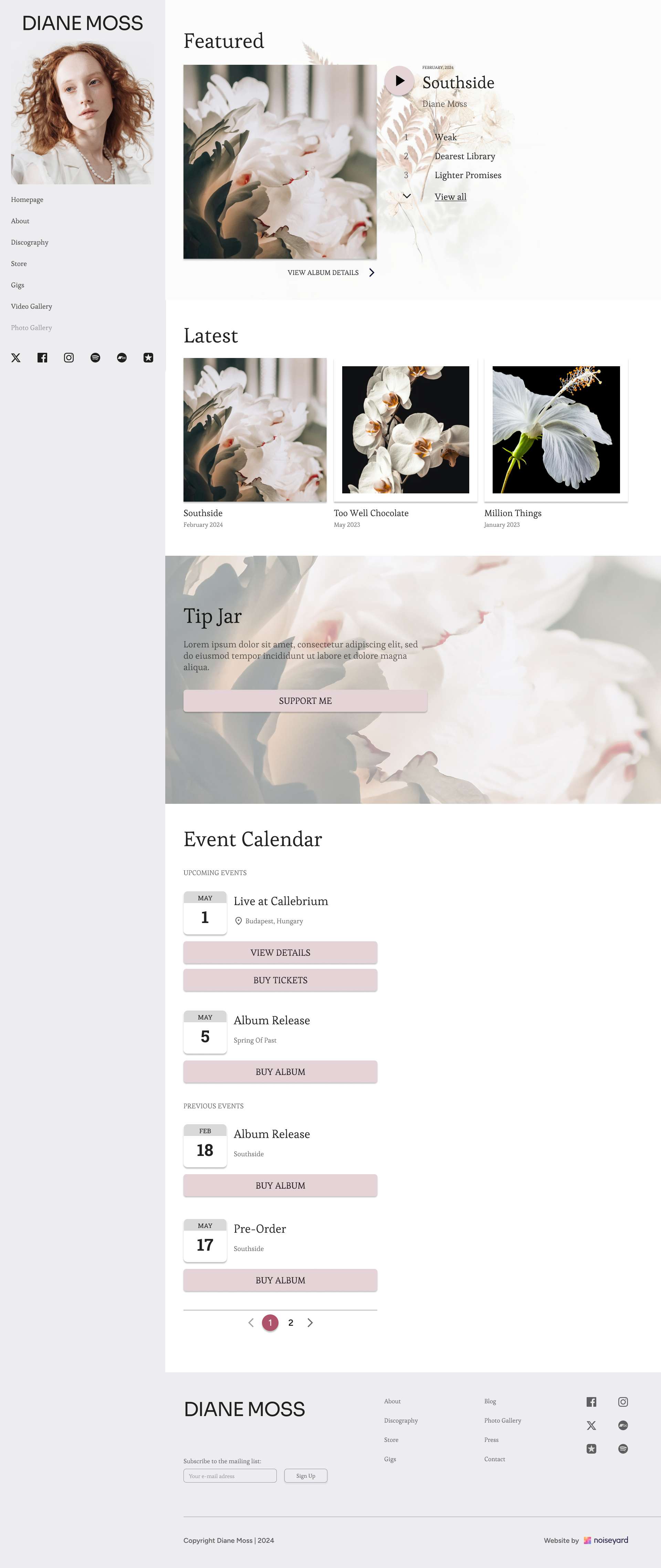 a website design for a woman with long hair