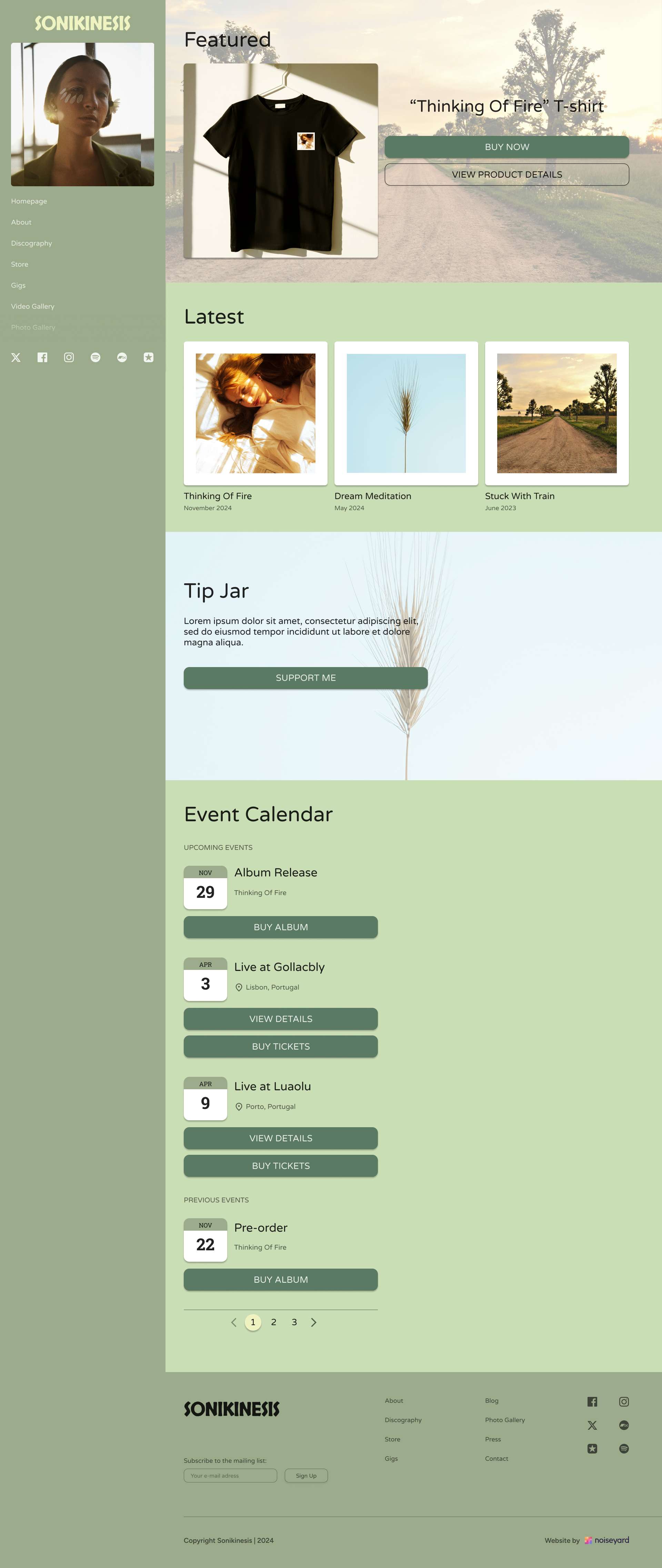 the homepage of a website with a green background