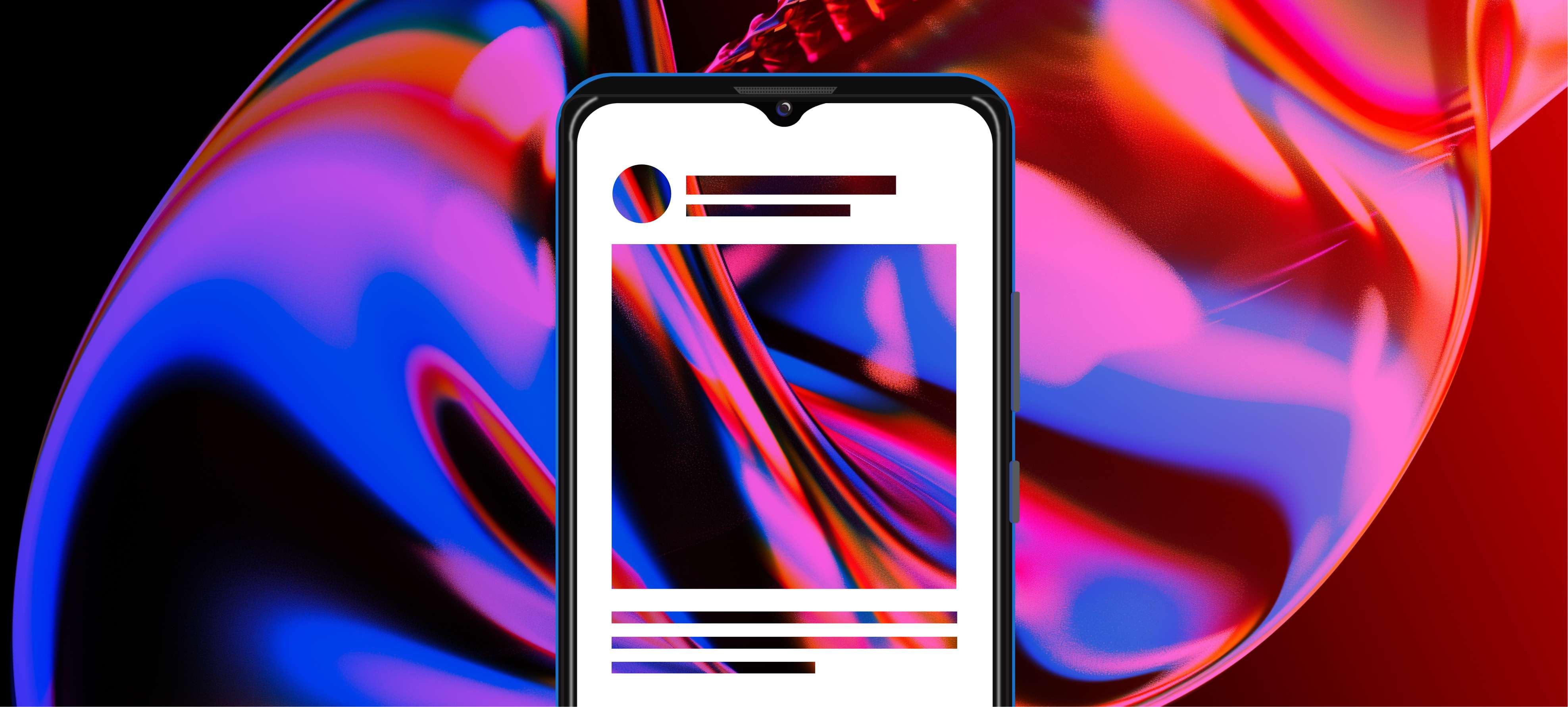 Noiseyard website builder for musicians, blog post: an image of a smartphone with a colorful background