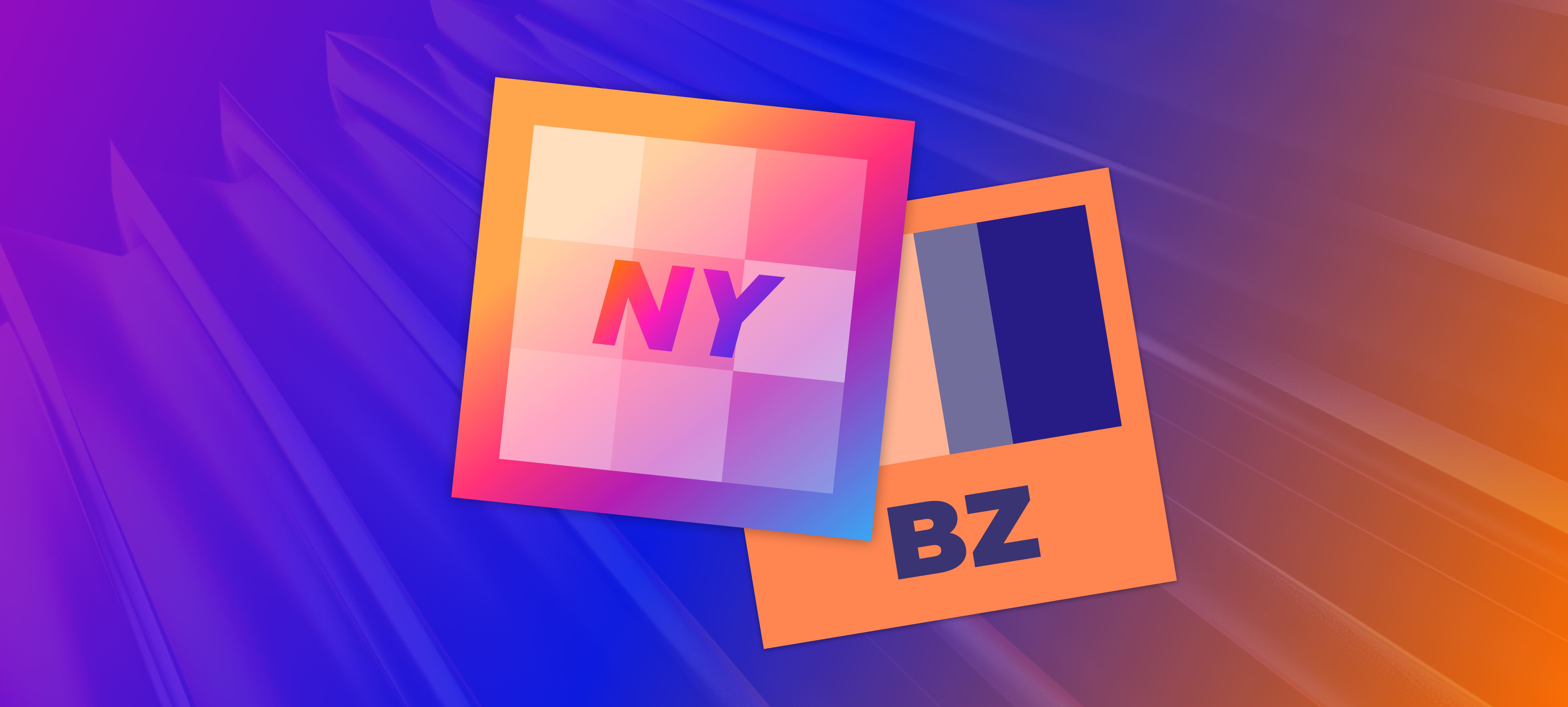 Noiseyard website builder for musicians, blog post: ny bz logo on an orange and purple background