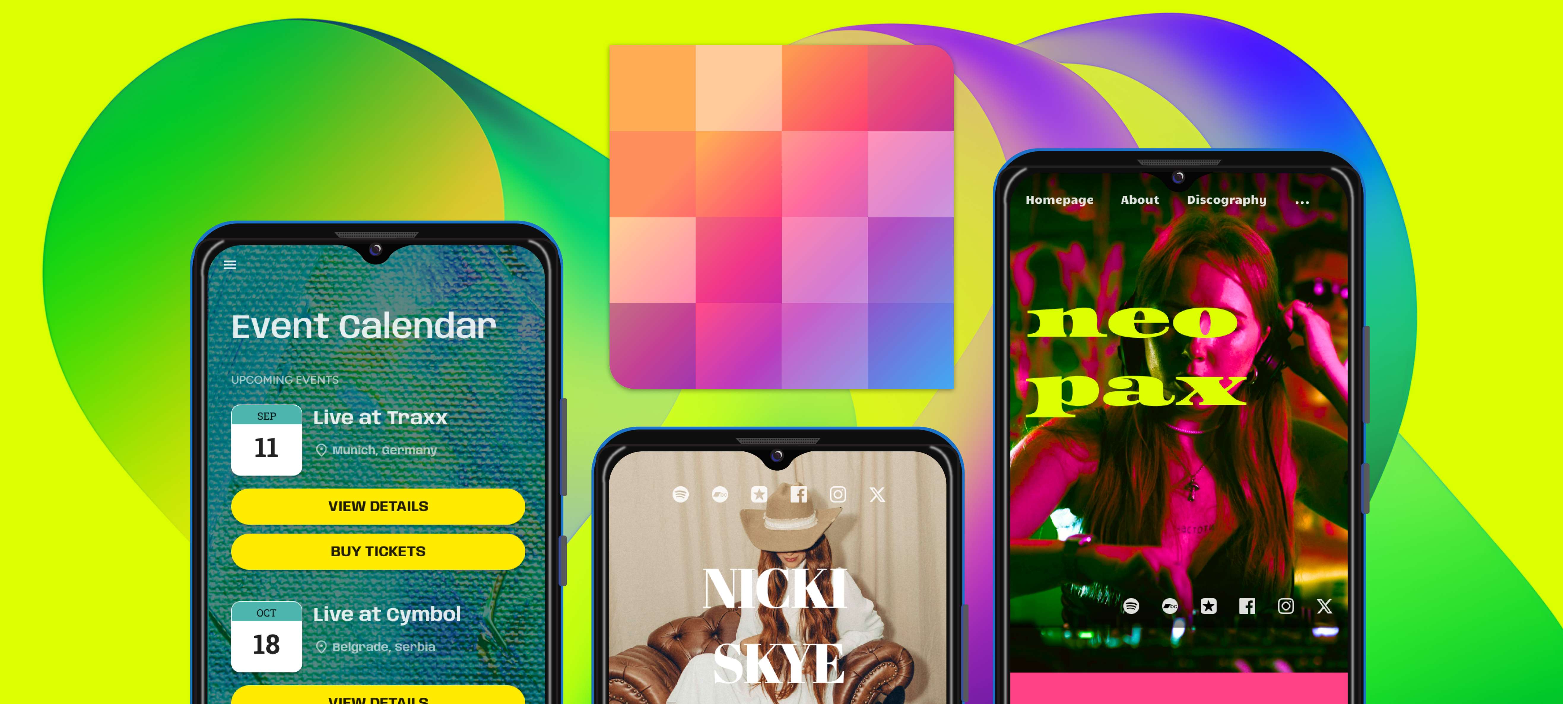 [object Object]: neopax is a mobile app with a colorful background