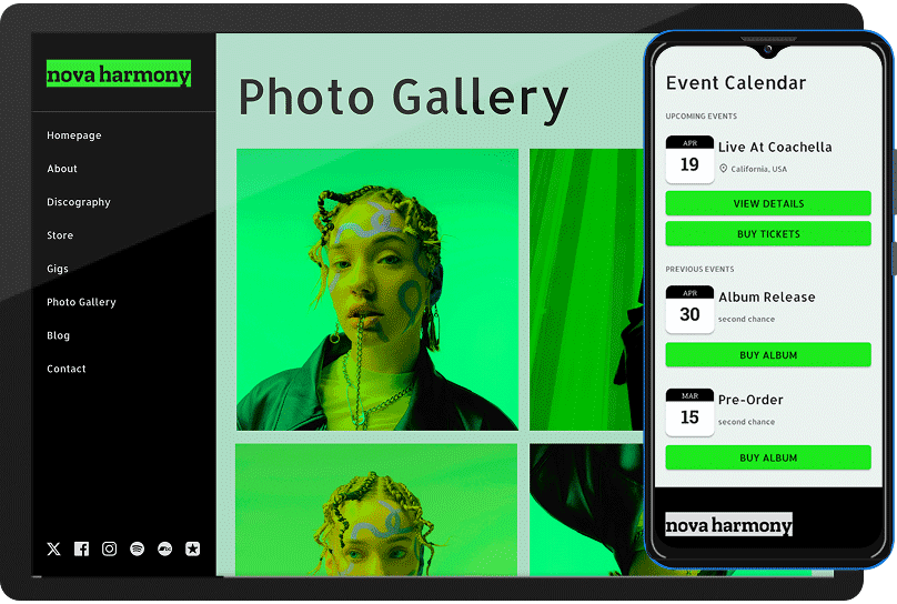 Noiseyard website builder for musicians, banner: Noiseyard musician website example.