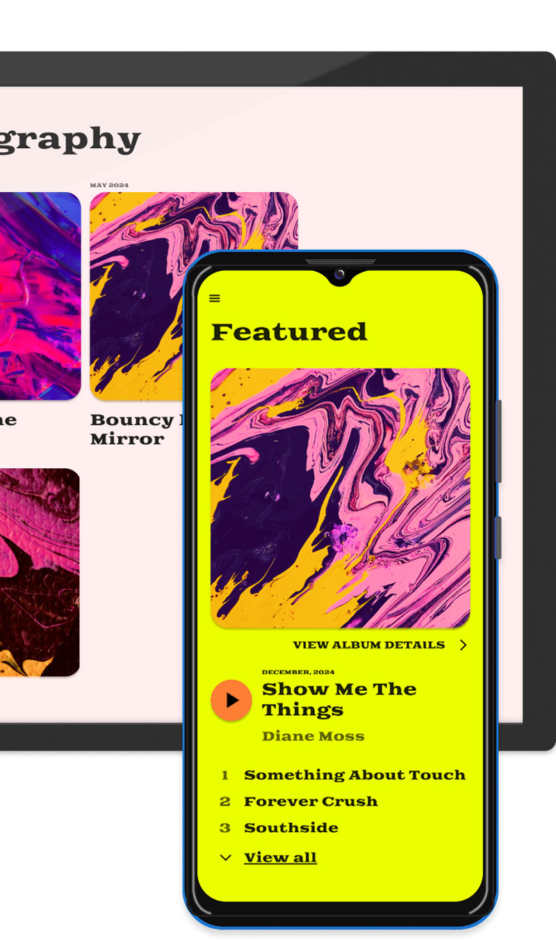 Noiseyard website builder for musicians, banner: Noiseyard musician website example.