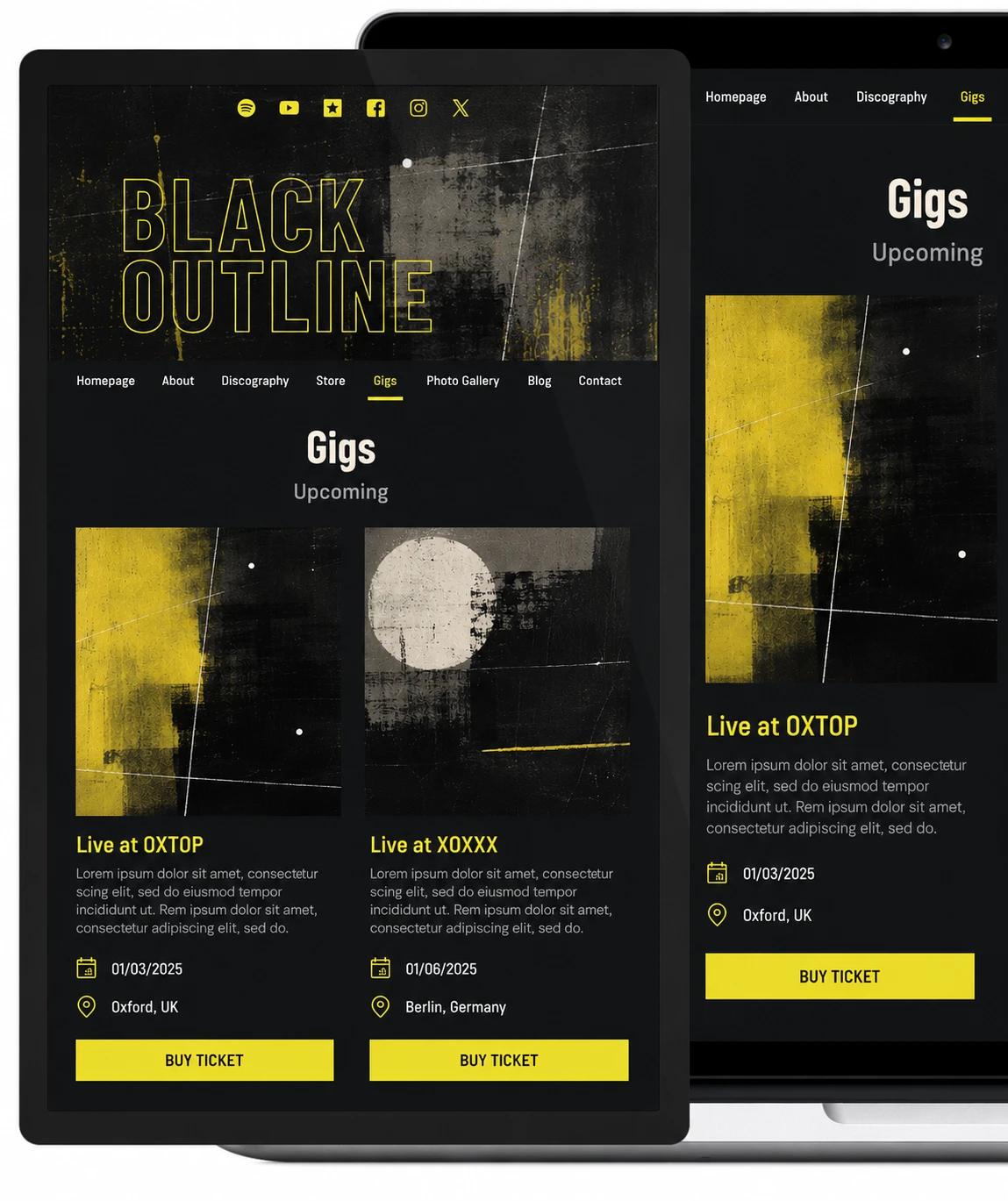 Noiseyard musician website hosting on mobile