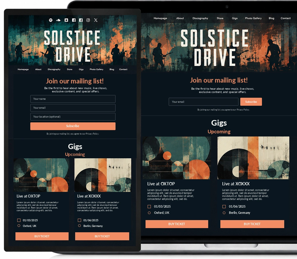 Noiseyard musician mailing list: built-in email list, signup forms, templates, and CSV import