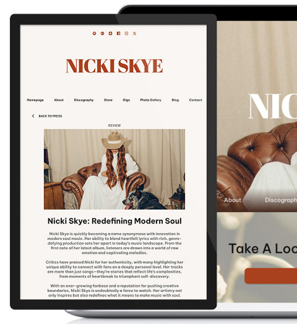 Noiseyard website builder for musicians, banner: Noiseyard musician website example.