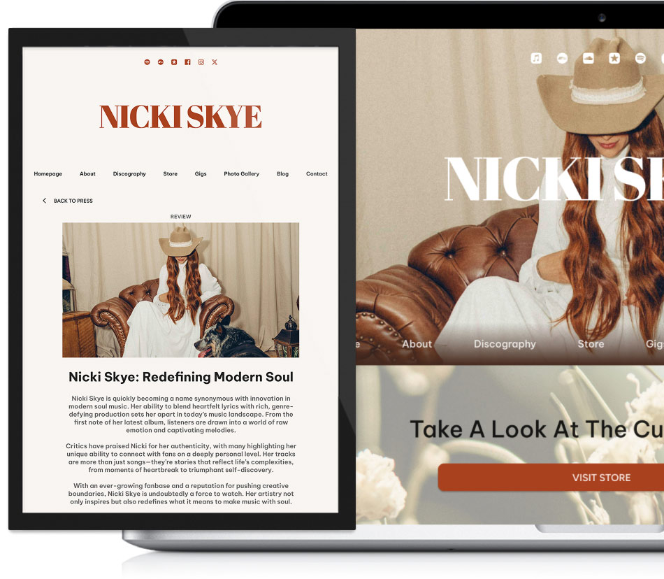 Noiseyard website builder for musicians, banner: Noiseyard musician website example.