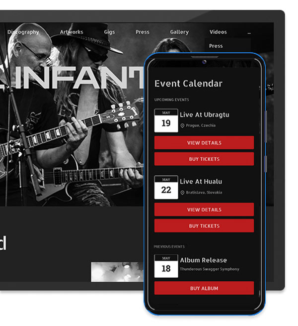 Noiseyard website builder for musicians, banner: Noiseyard musician website example.