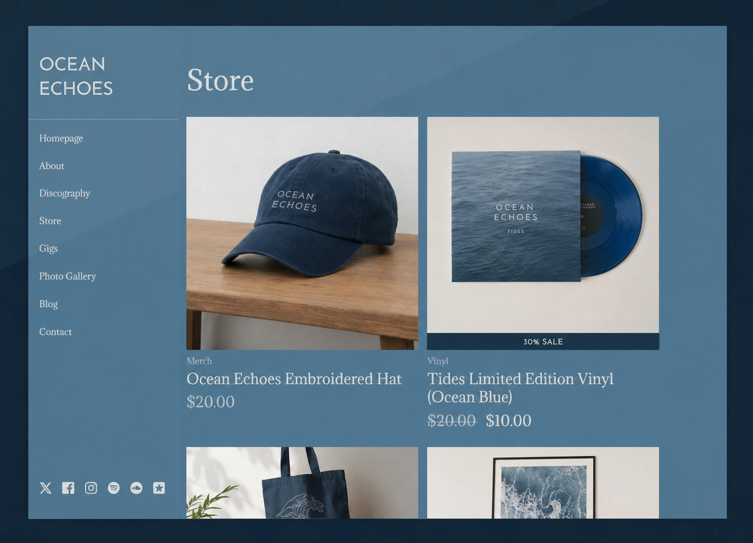 Noiseyard musician website with built-in mailing list example.