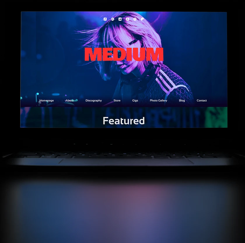Noiseyard website builder for musicians, banner: Noiseyard musician website mockup on mobile