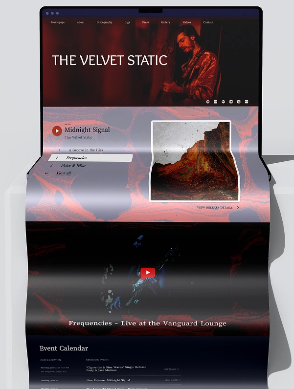 Noiseyard website builder for musicians, banner: Noiseyard EPK page on mobile