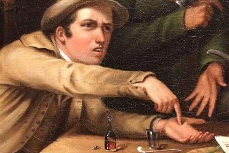 41) "¡DÁMELO!": a painting of a man pointing at something