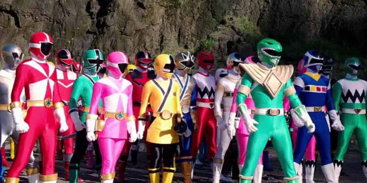 a group of power rangers standing next to each other