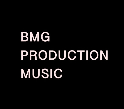 bmg production music logo on a black background