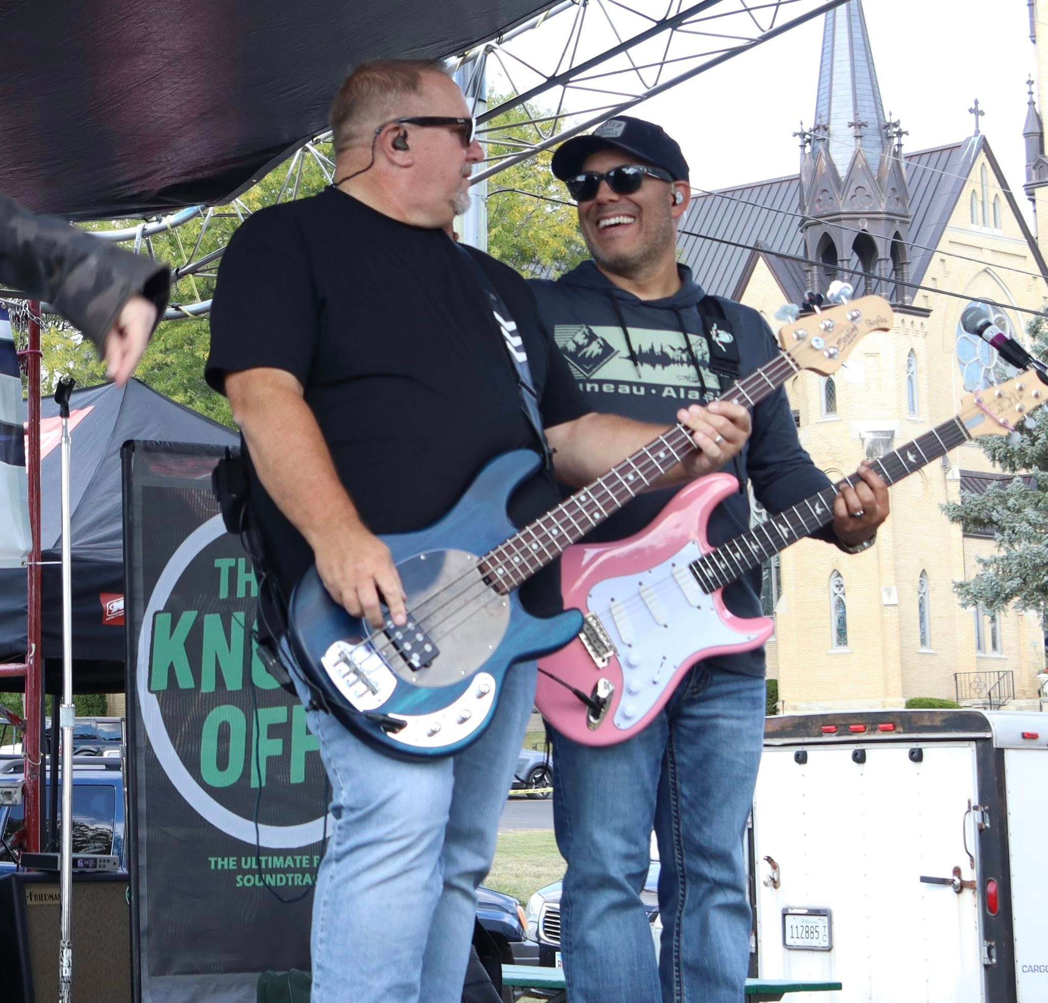 the man is wearing a black shirt