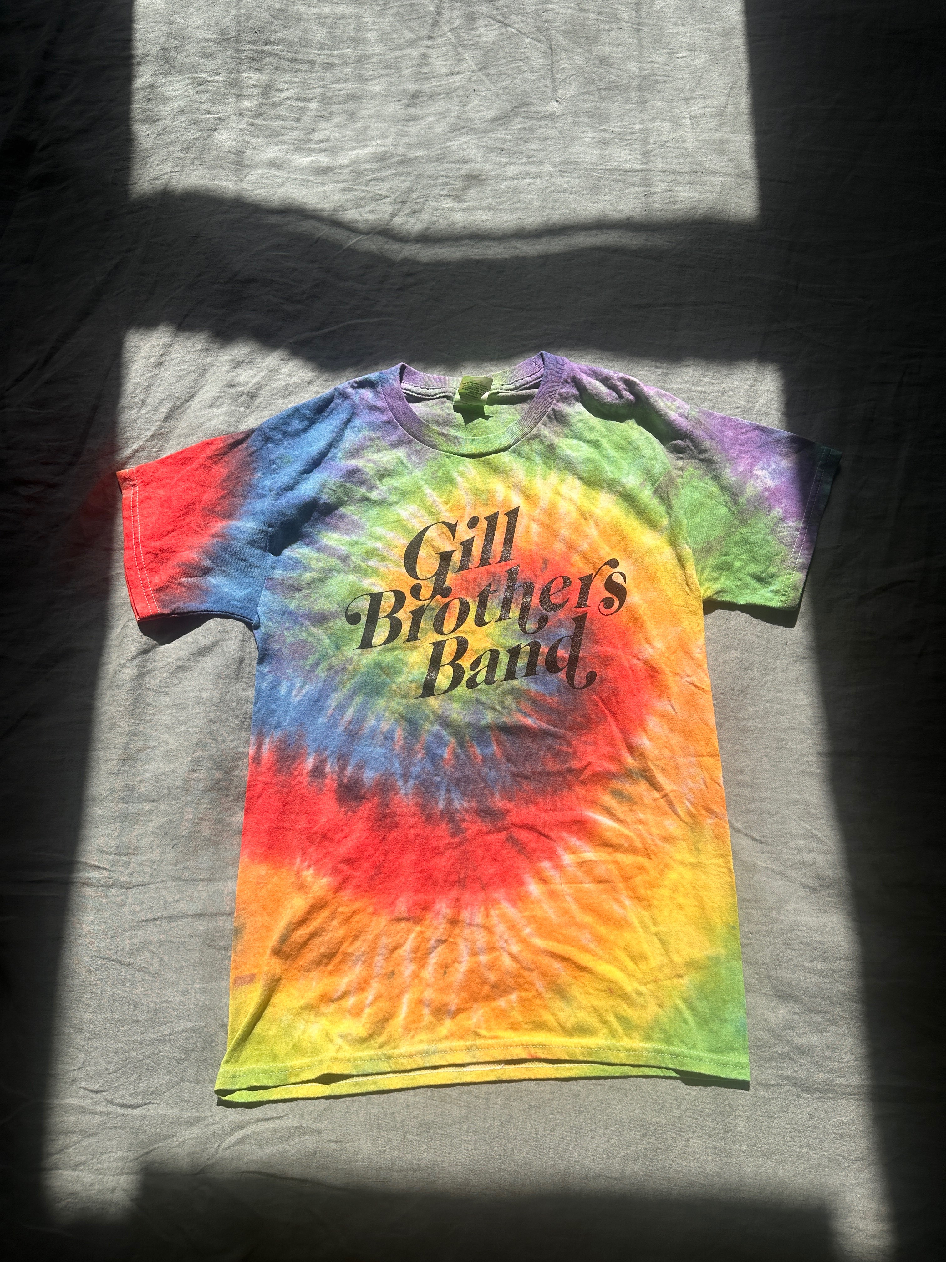 a tie dye t - shirt with the words'gill brothers band'on it