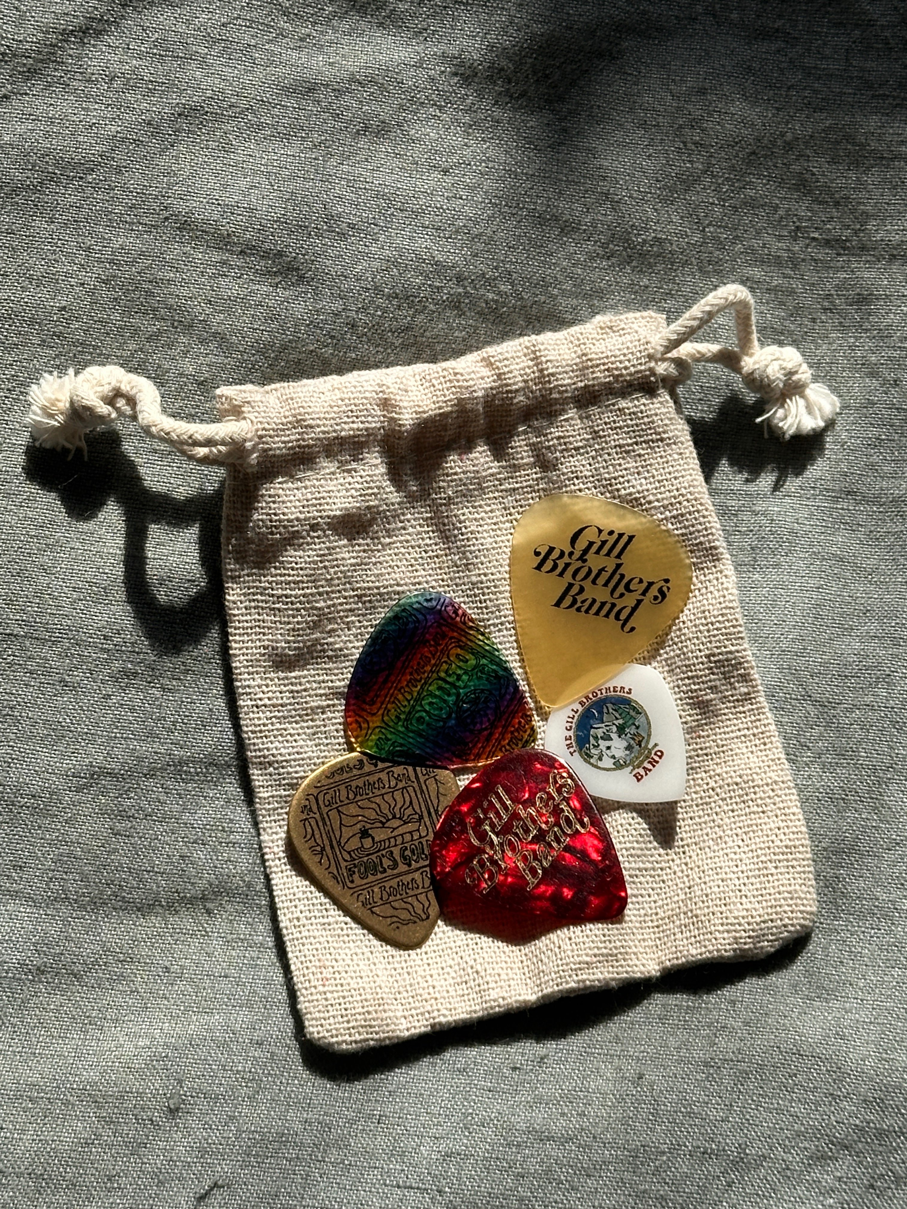 a bag with guitar picks in it