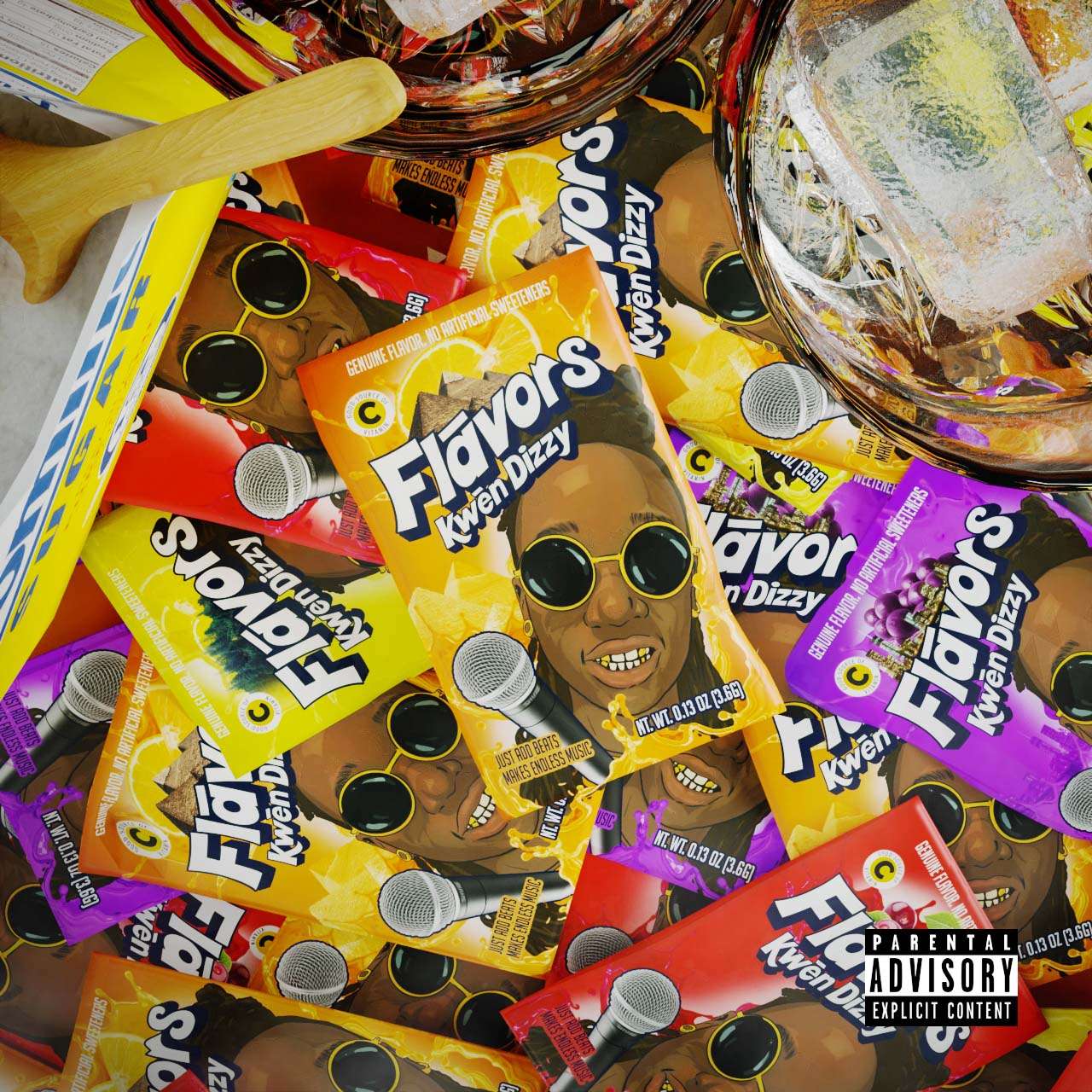 Kwēn Dizzy - Flāvors: a bowl of candy and a bowl of ice cream