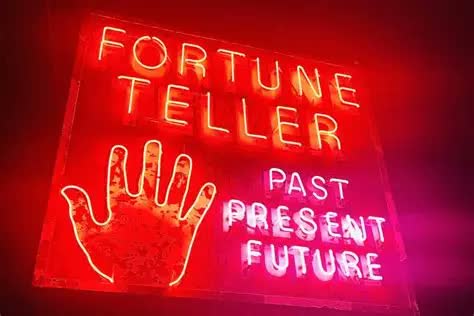 fortune teller past present future neon sign