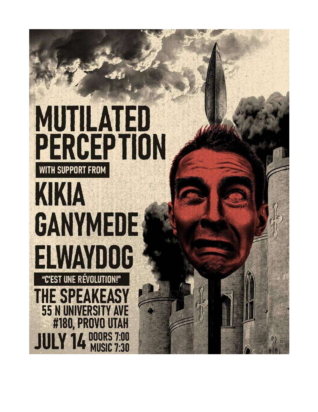a poster for multi-perception with an image of a man in front of a castle