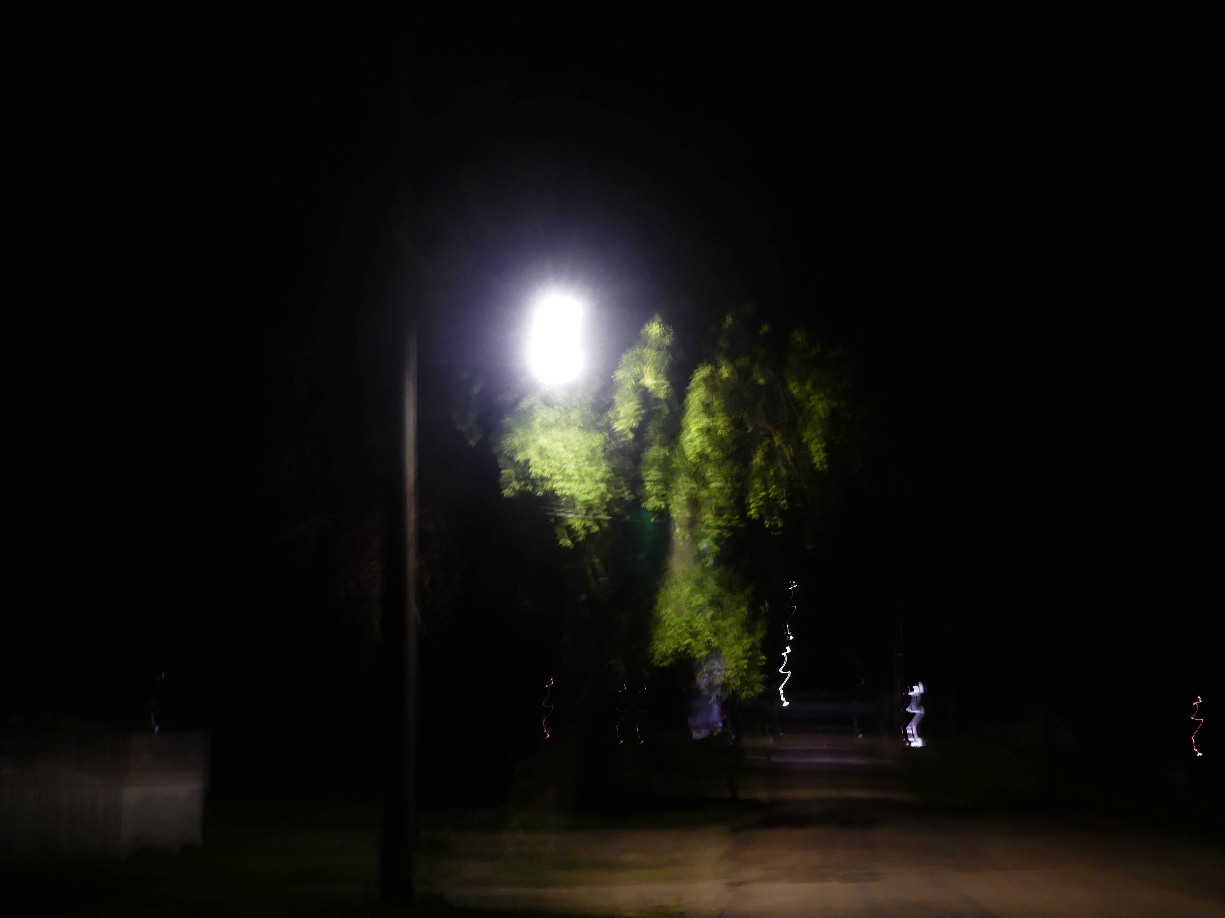 a street light in the dark