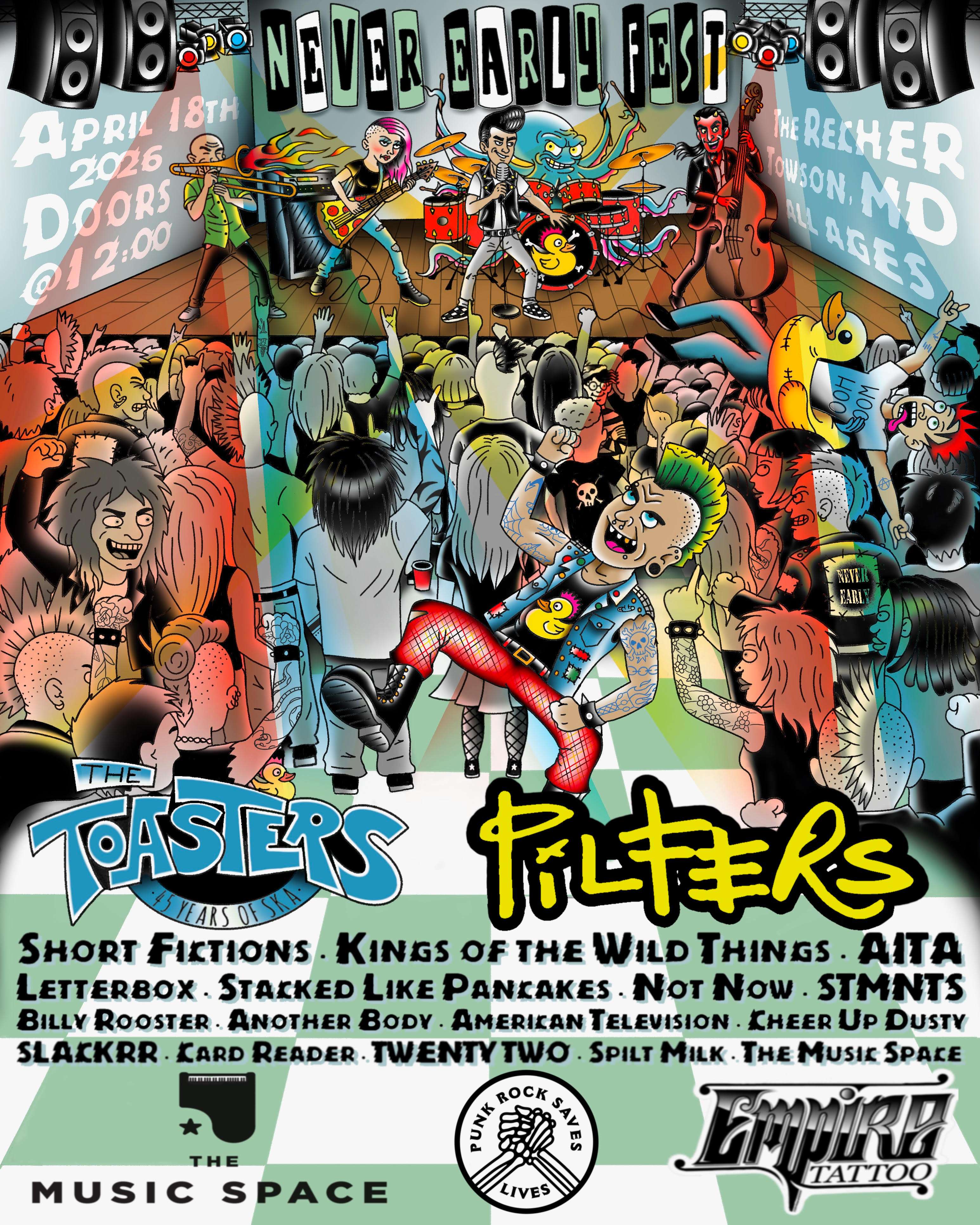 a poster for a music festival with cartoon characters