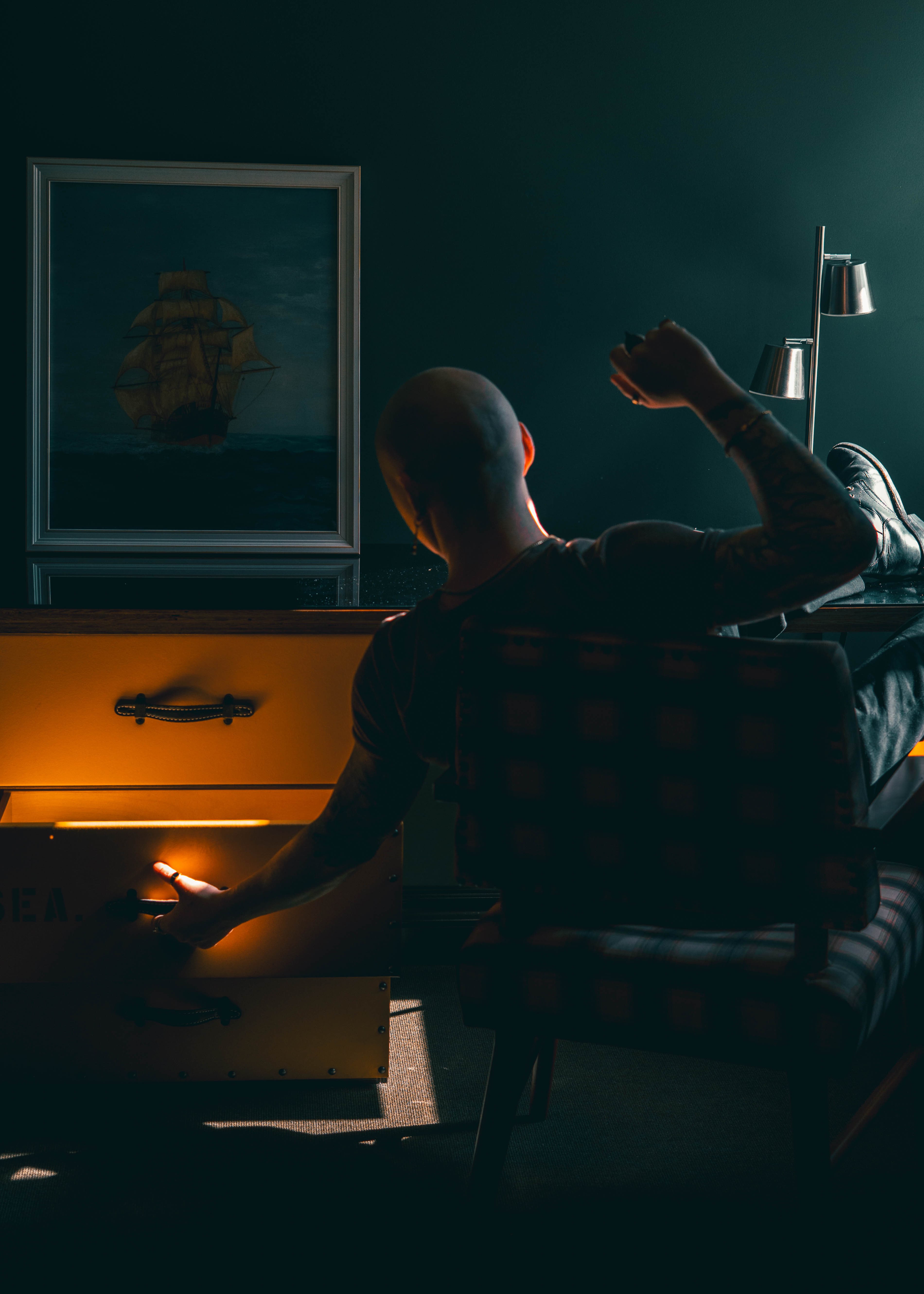 a man sitting in a chair