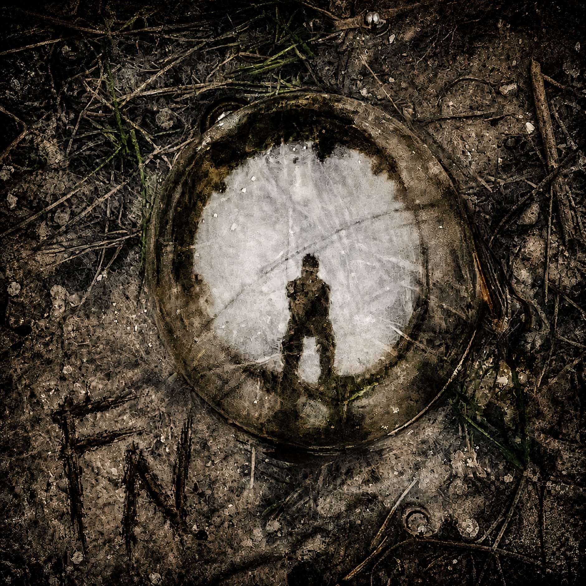 Faceless Nameless - Faceless Nameless: an image of a person standing in a glass ball