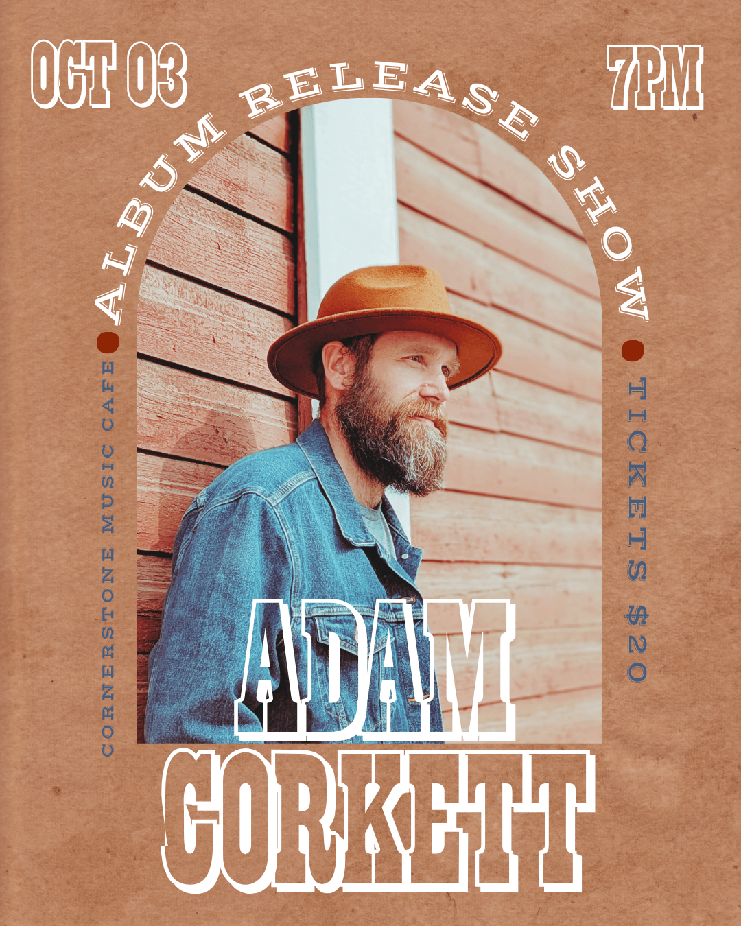 a poster for adam corkett's album release show