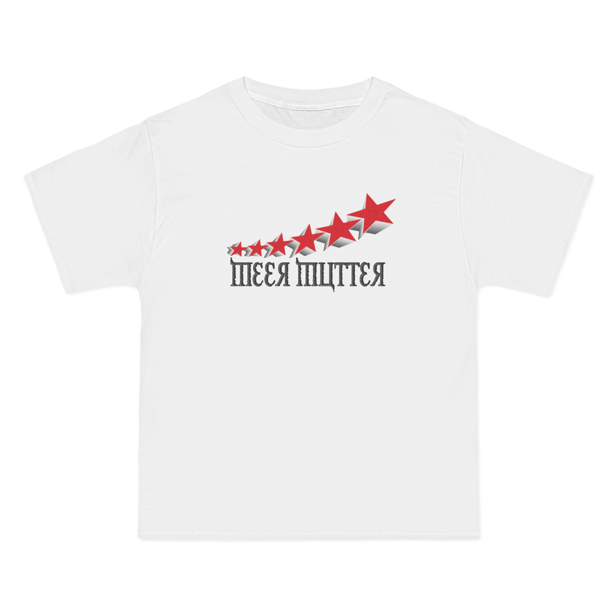 a white t - shirt with a red star on it