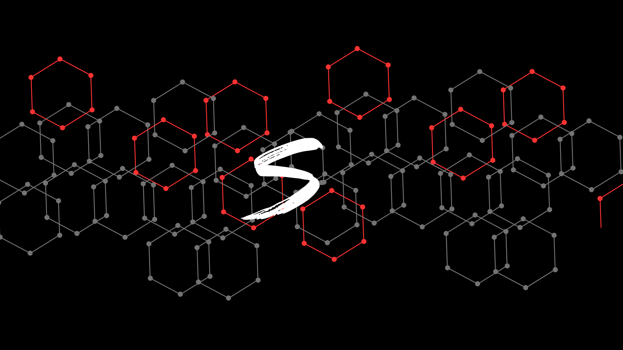the letter s in red and black on a black background