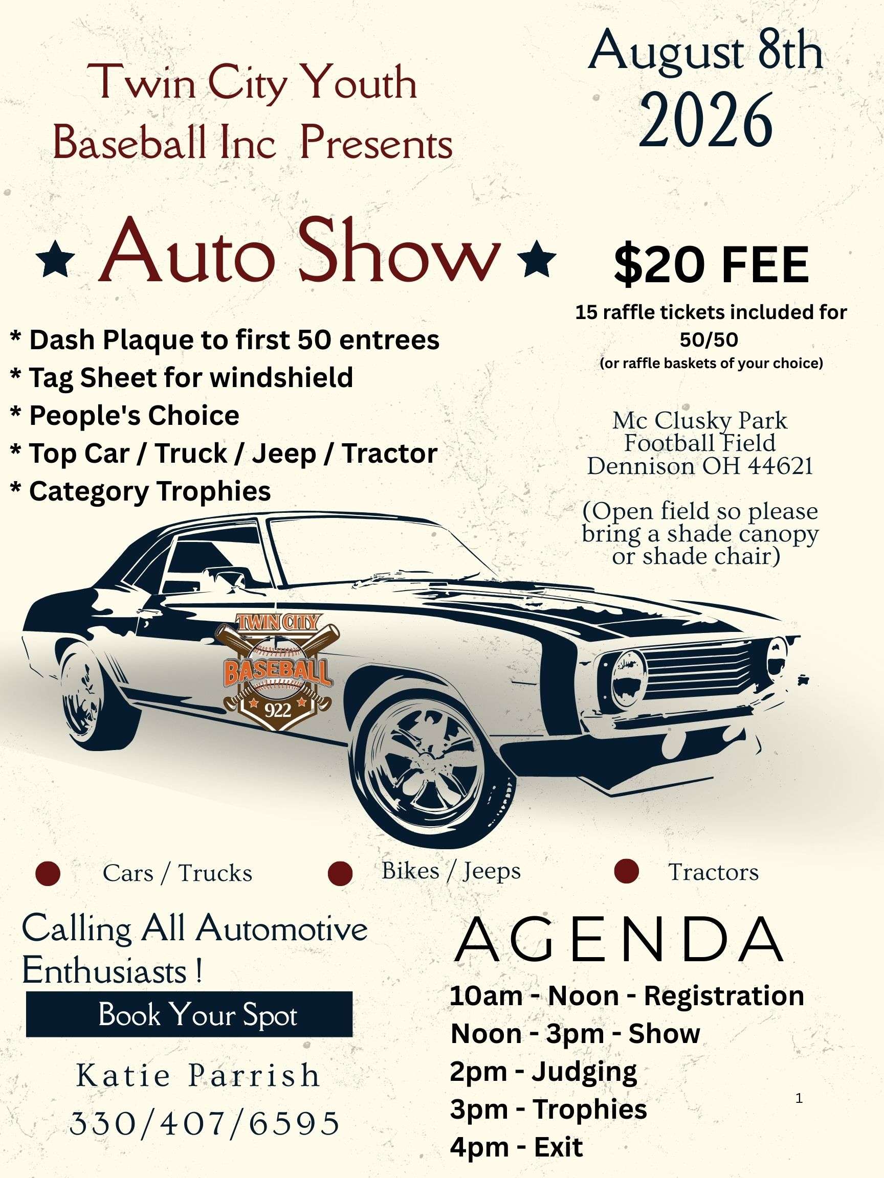 twin city youth baseball presents auto show flyer