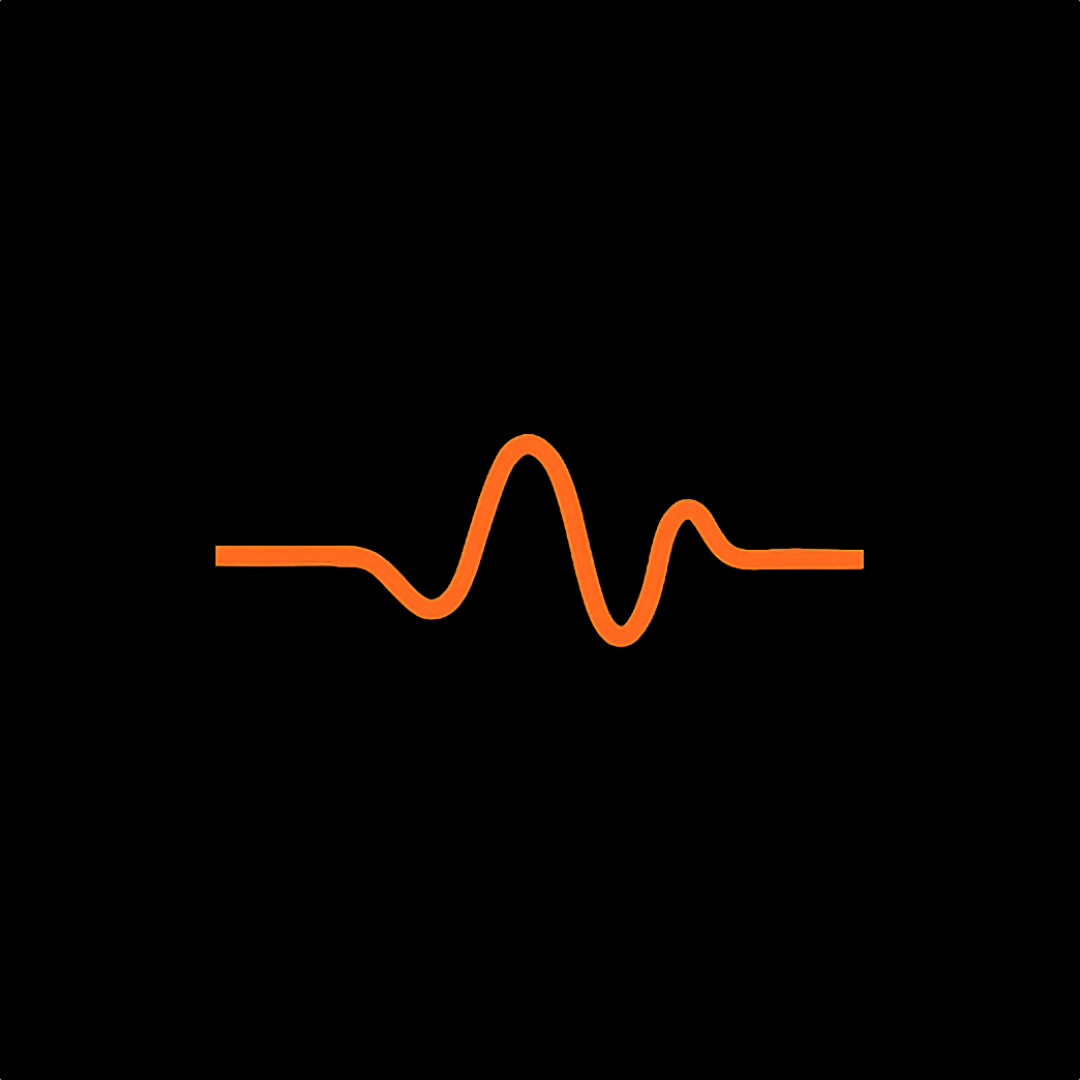 an orange heartbeat icon on a black background