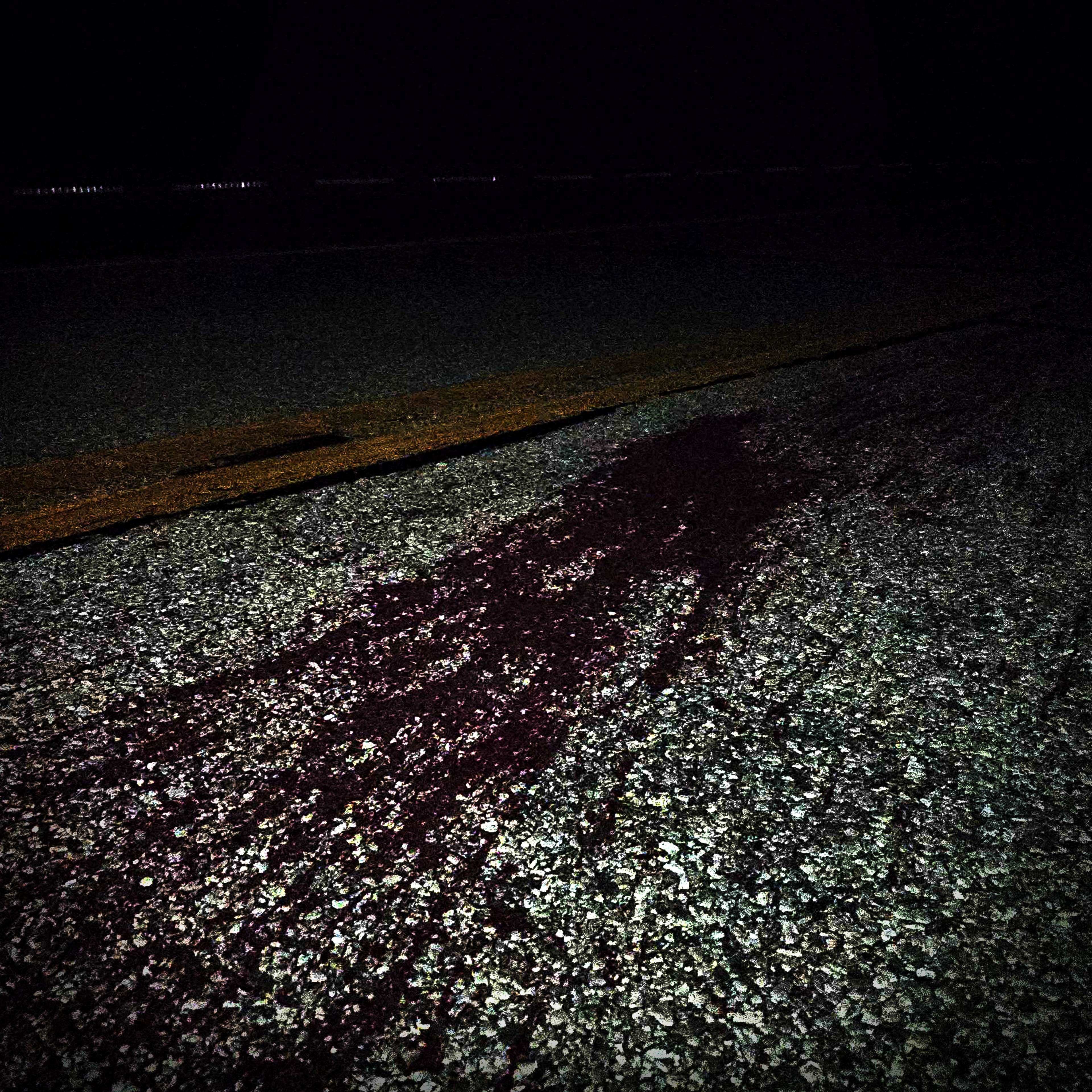 Superimposed - Paint the Road: a blood stain on the road at night