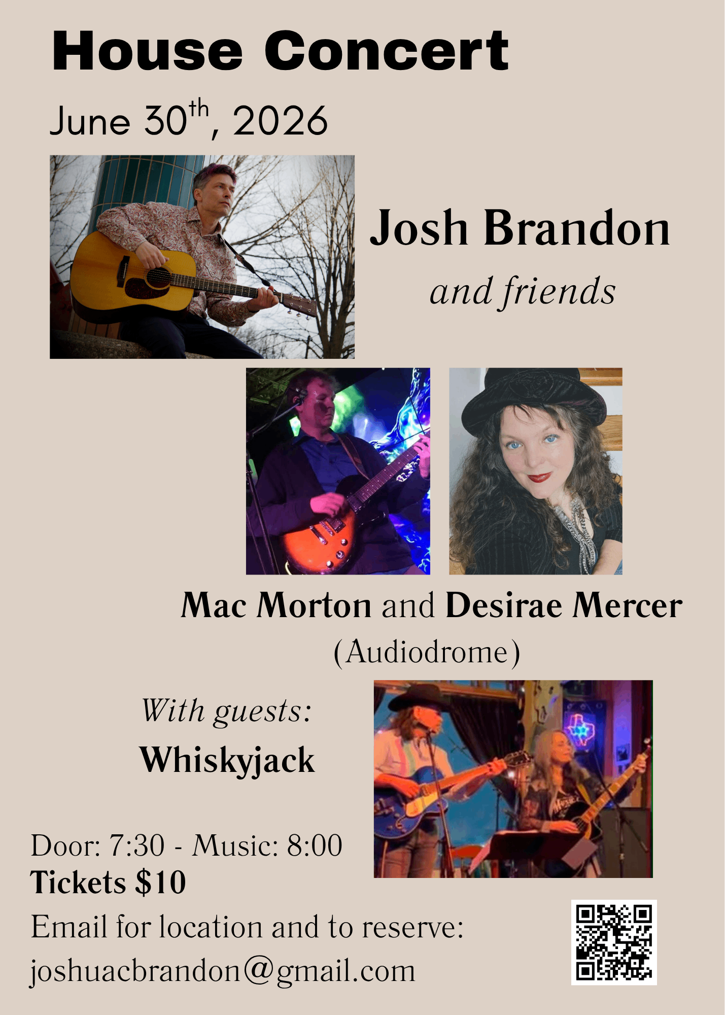 a flyer for a house concert