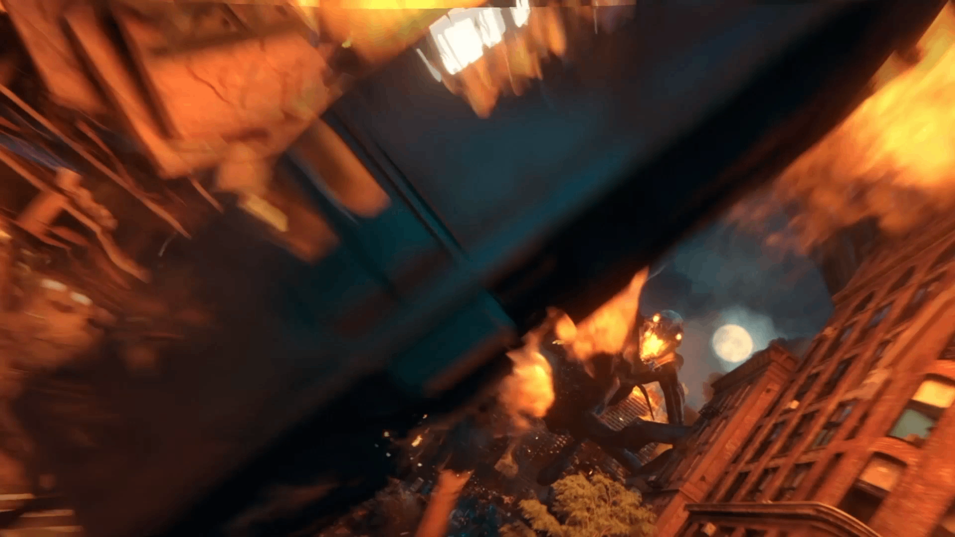 a screenshot of a fire in a city