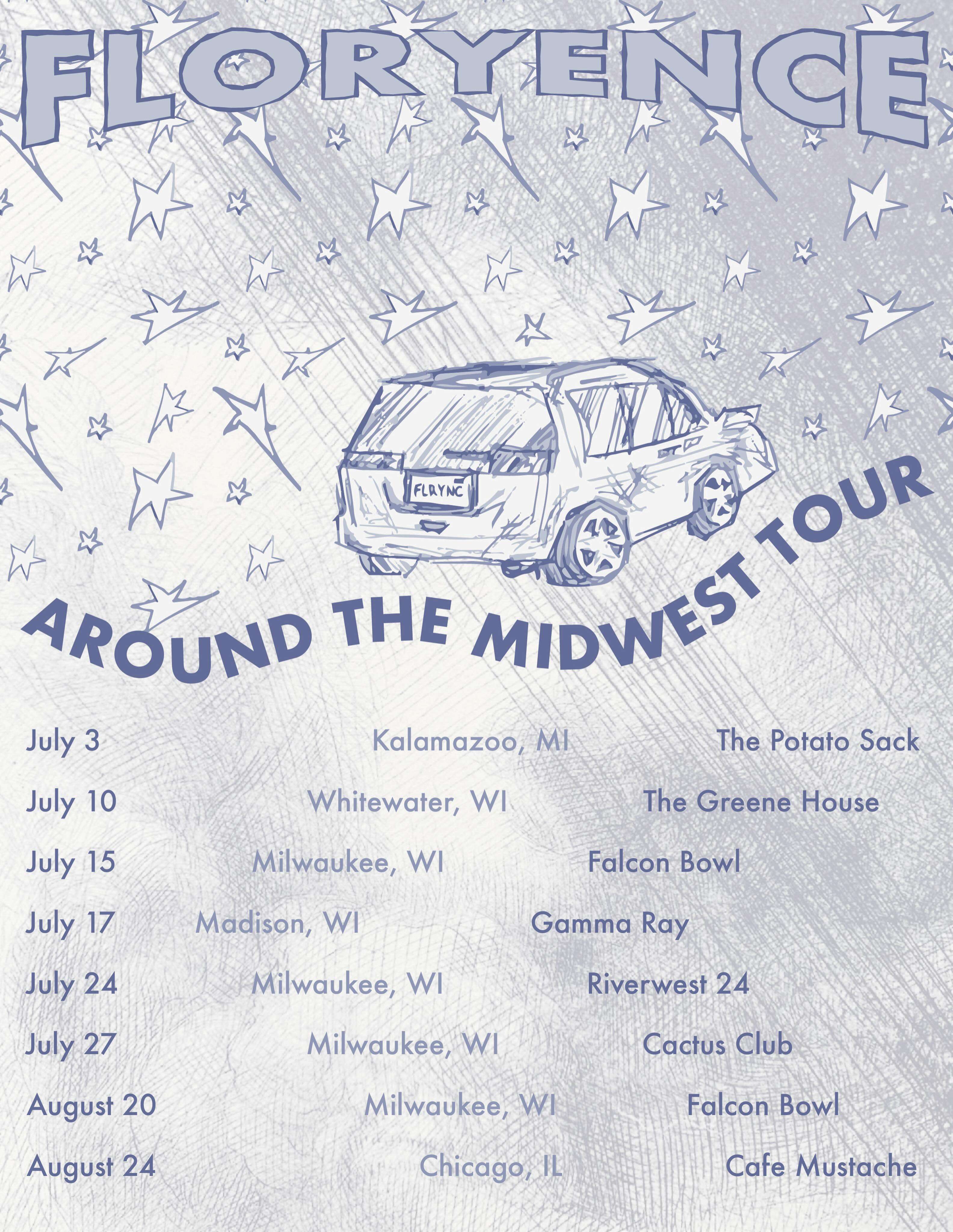 a poster for florence around the midwest tour