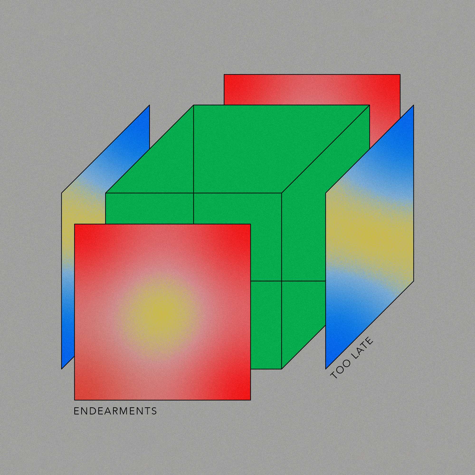 an image of a red, yellow and green cube