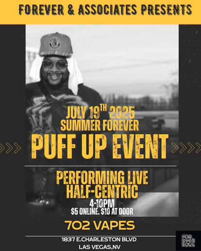 a flyer for the puff up event