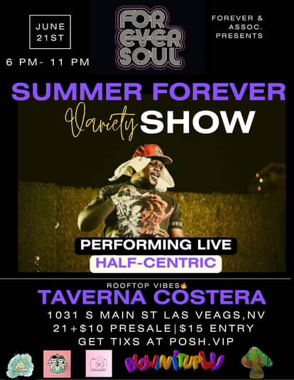 a flyer for the summer forever show at taverna costa