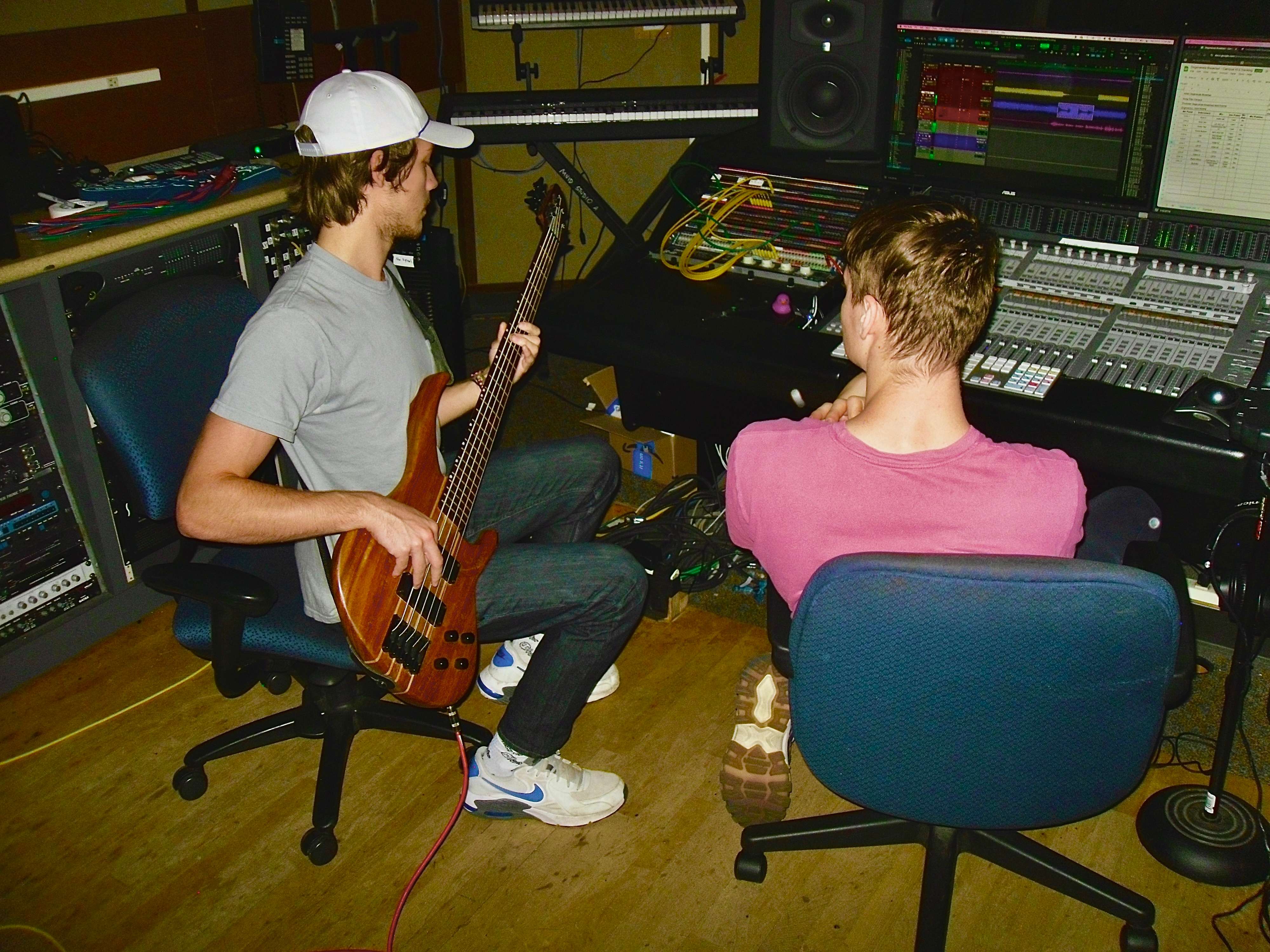two men in a recording studio