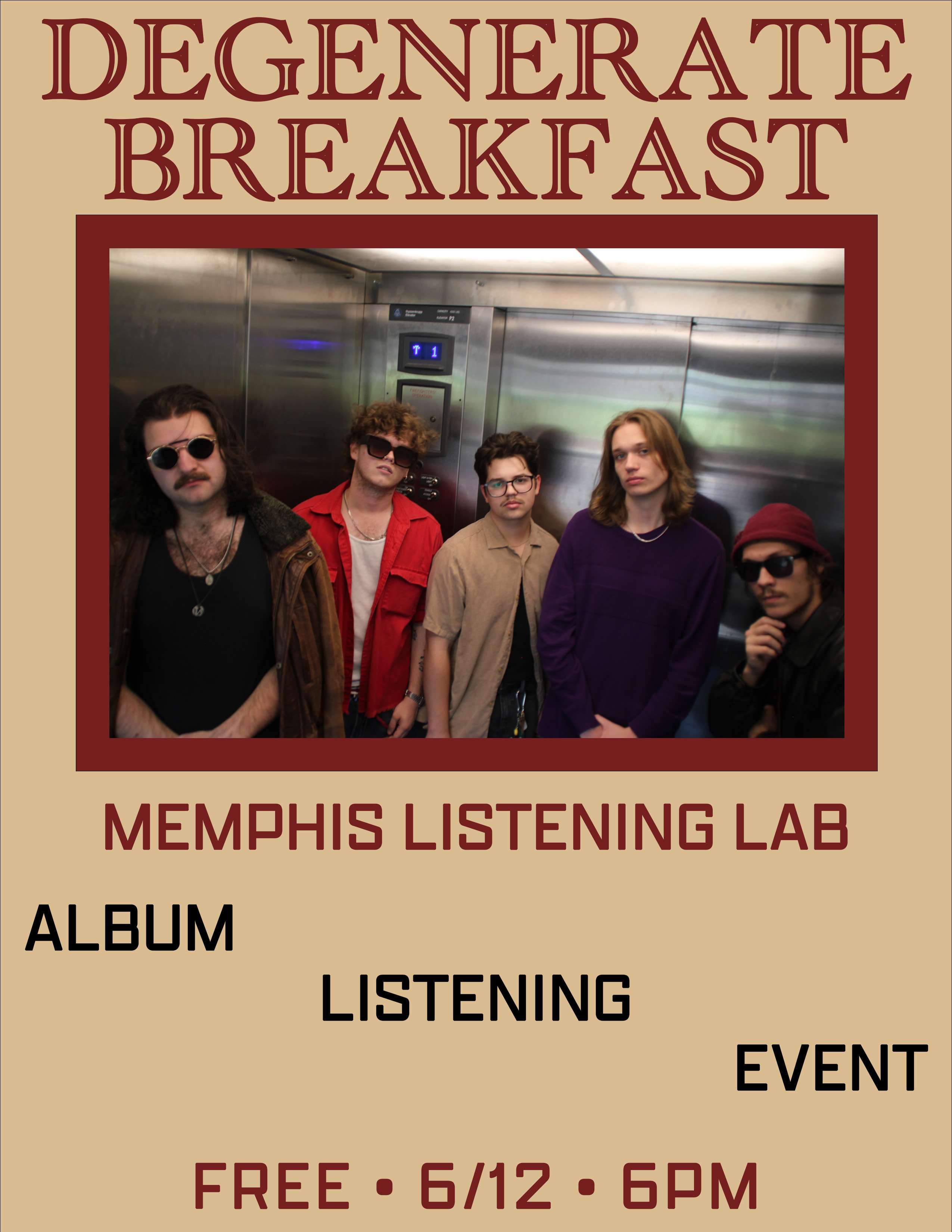 a poster for the degenerate breakfast in memphis