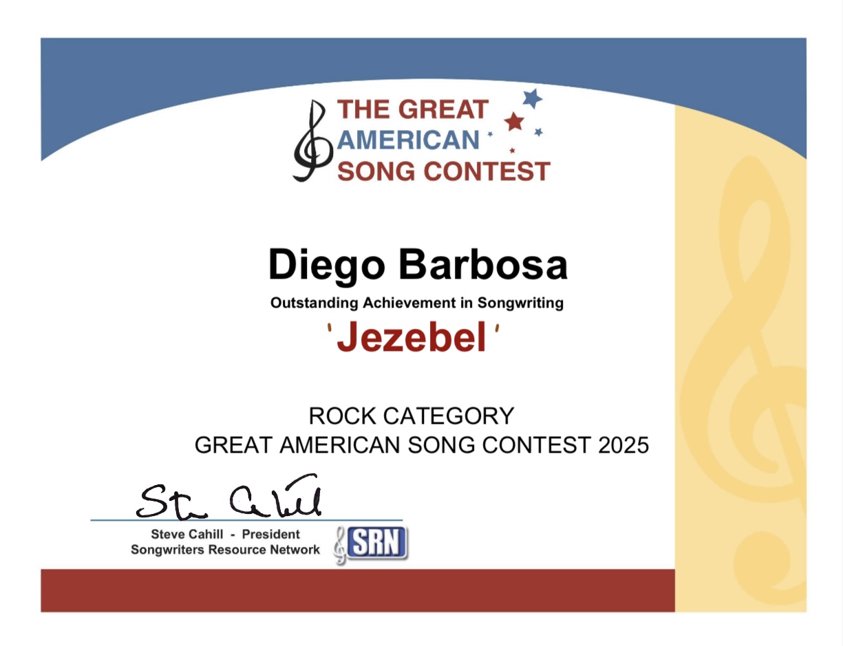 a certificate for the great american song contest